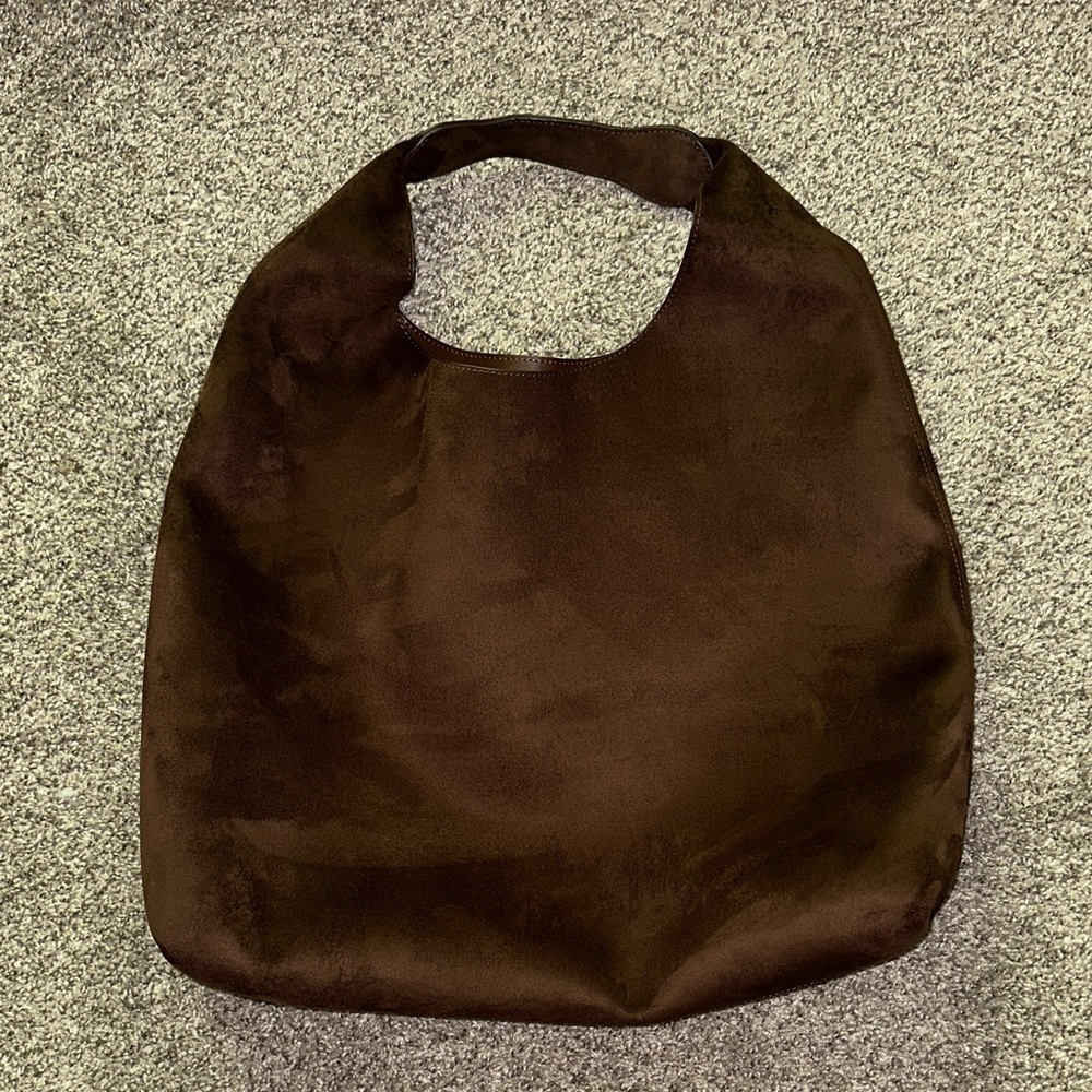 GAP Brown Vegan Suede Slouchy Tote Bag - Picture 4 of 8